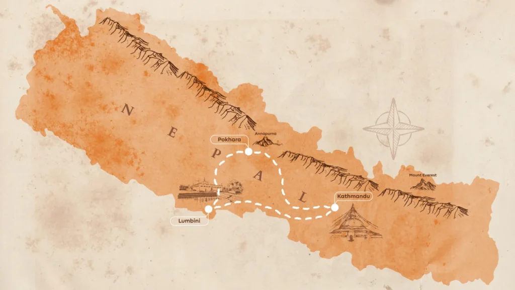 Transformative Nepal Tour 6-10-14 Days - The Spirit Of Himalayas 3 Map 1